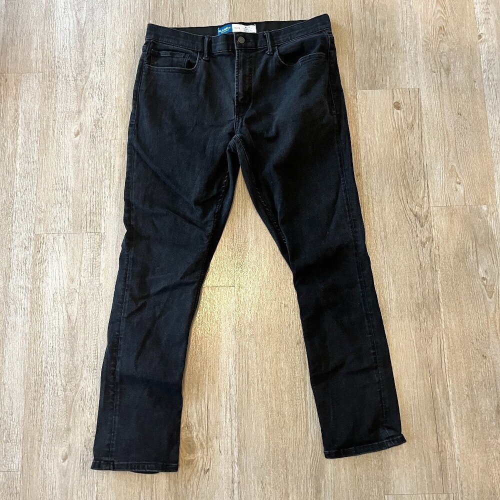 Mens Old Navy Black Denim Jeans Slim - 36x32